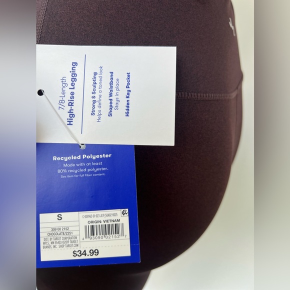 JoyLab 2pc Strappy Back Shine Sports Bra, High-Waisted 7/8 Shine Leggings Size:S - Picture 8 of 16